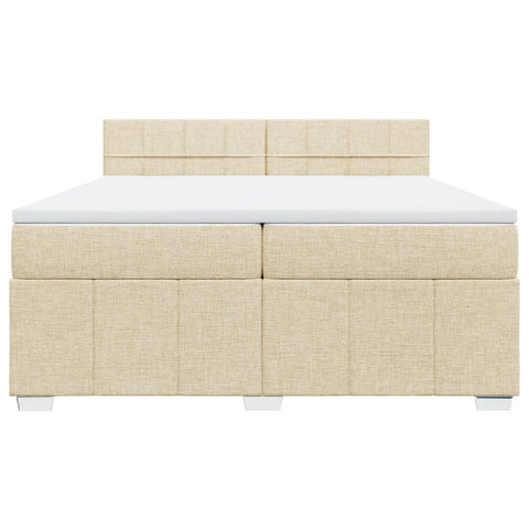 vidaXL Boxspringbett mit Matratze Creme 200x200 cm Stoff