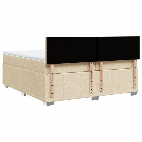 vidaXL Boxspringbett mit Matratze Creme 200x200 cm Stoff