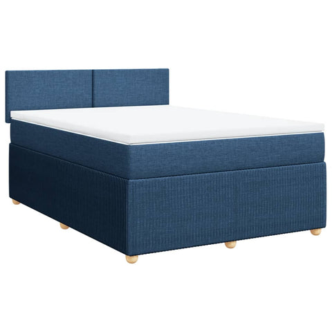 Boxspringbett mit Matratze Blau 140x200 cm Stoff