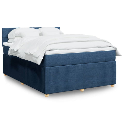 Boxspringbett mit Matratze Blau 140x200 cm Stoff