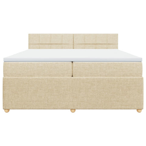 vidaXL Boxspringbett mit Matratze Creme 200x200 cm Stoff