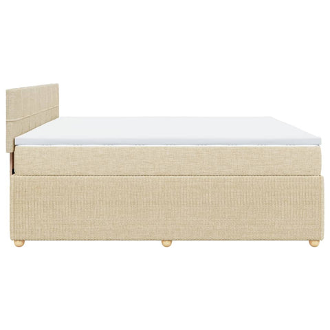 vidaXL Boxspringbett mit Matratze Creme 200x200 cm Stoff