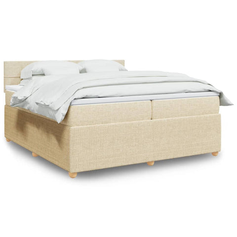 vidaXL Boxspringbett mit Matratze Creme 200x200 cm Stoff