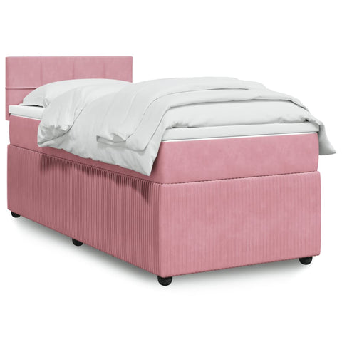 vidaXL Boxspringbett mit Matratze Rosa 90x190 cm Samt