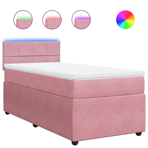 vidaXL Boxspringbett mit Matratze Rosa 90x200 cm Samt