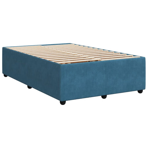 vidaXL Boxspringbett mit Matratze Blau 120x200 cm Samt