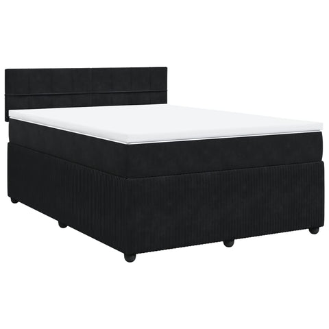 Boxspringbett mit Matratze Schwarz 140x190 cm Samt