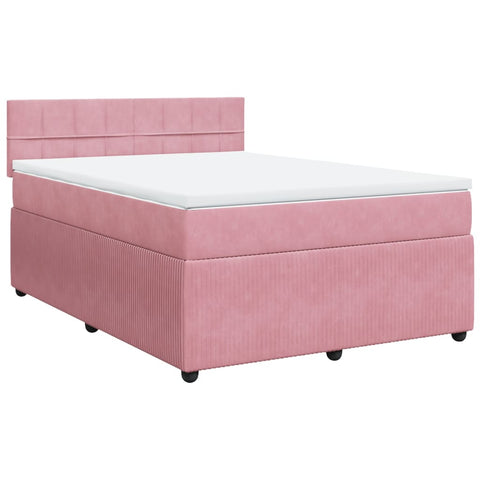 Boxspringbett mit Matratze Rosa 140x190 cm Samt