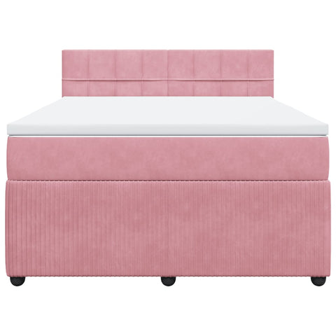 Boxspringbett mit Matratze Rosa 140x190 cm Samt