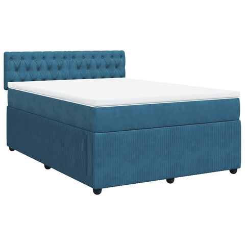 Boxspringbett mit Matratze Blau 140x190 cm Samt