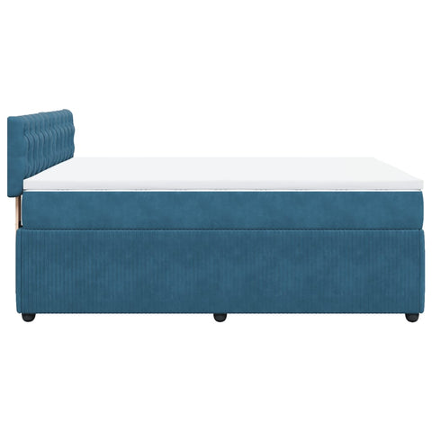 Boxspringbett mit Matratze Blau 140x190 cm Samt