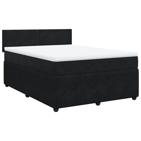 Boxspringbett mit Matratze Schwarz 140x200 cm Samt