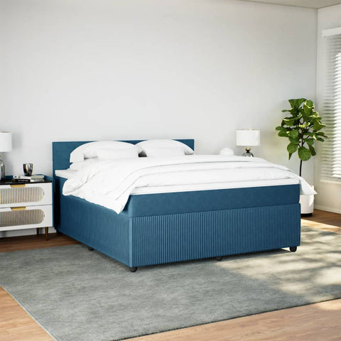 Boxspringbett mit Matratze Blau 180x200 cm Samt