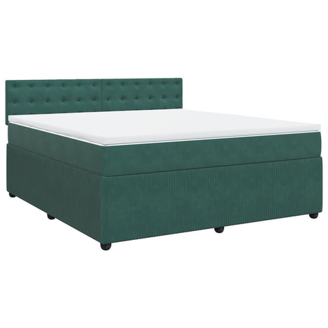 vidaXL Boxspringbett mit Matratze Dunkelgrün 180x200 cm Samt