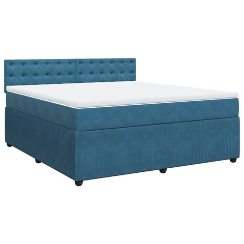 vidaXL Boxspringbett mit Matratze Blau 180x200 cm Samt