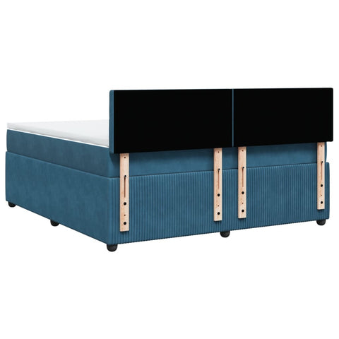 vidaXL Boxspringbett mit Matratze Blau 180x200 cm Samt