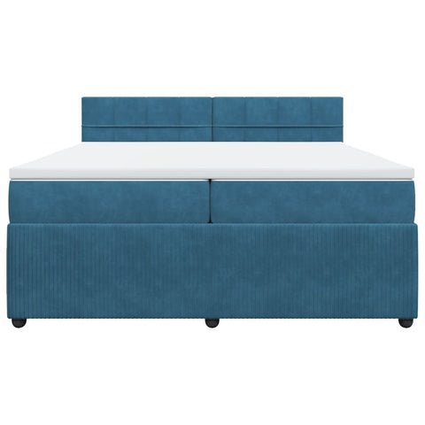 vidaXL Boxspringbett mit Matratze Blau 200x200 cm Samt