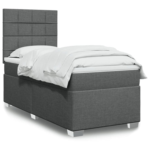 Boxspringbett mit Matratze Dunkelgrau 90x190 cm Stoff