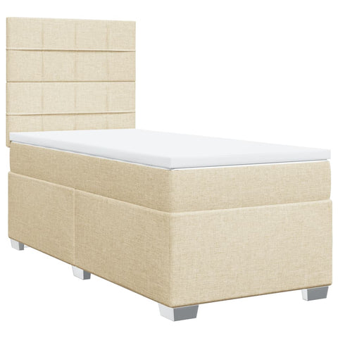 vidaXL Boxspringbett mit Matratze Creme 100x200 cm Stoff