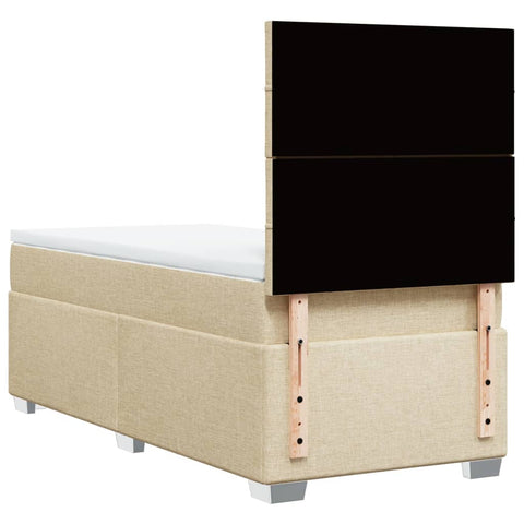 vidaXL Boxspringbett mit Matratze Creme 100x200 cm Stoff