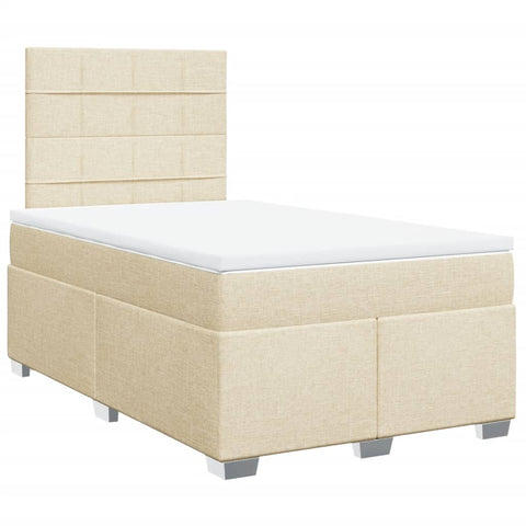 vidaXL Boxspringbett mit Matratze Creme 120x200 cm Stoff