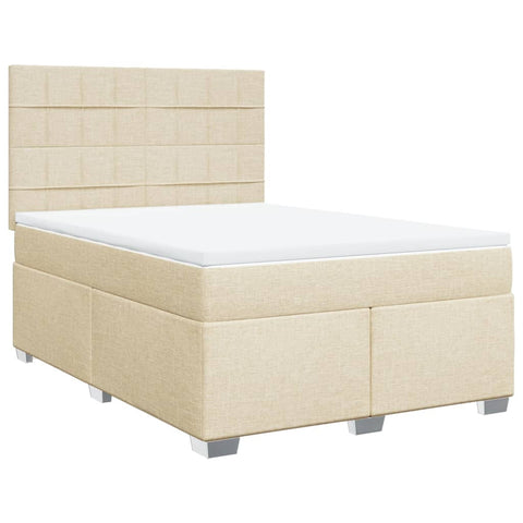 Boxspringbett mit Matratze Creme 140x200 cm Stoff