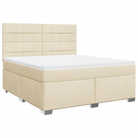 Boxspringbett mit Matratze Creme 180x200 cm Stoff