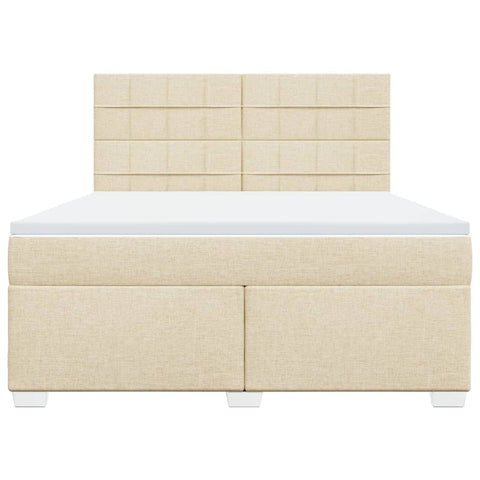 Boxspringbett mit Matratze Creme 180x200 cm Stoff