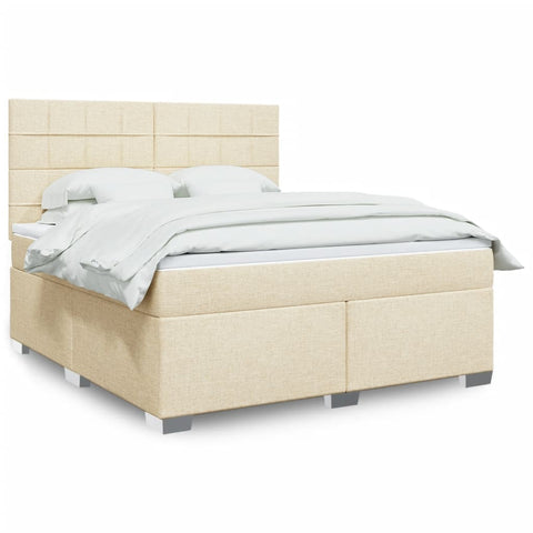 Boxspringbett mit Matratze Creme 180x200 cm Stoff