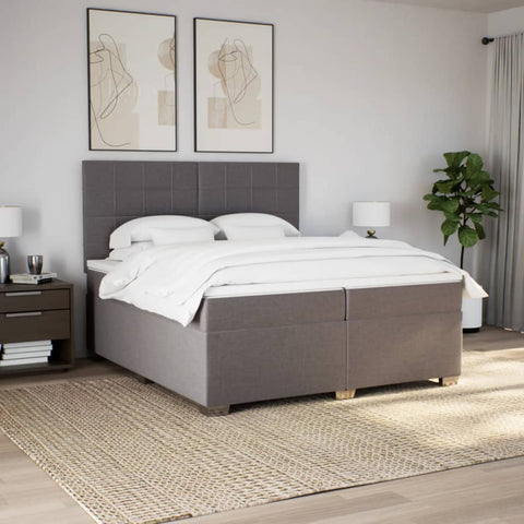 vidaXL Boxspringbett mit Matratze Taupe 200x200 cm Stoff