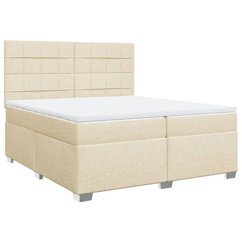 vidaXL Boxspringbett mit Matratze Creme 200x200 cm Stoff