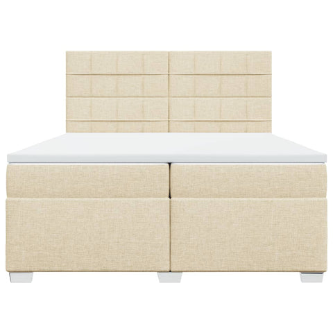 vidaXL Boxspringbett mit Matratze Creme 200x200 cm Stoff