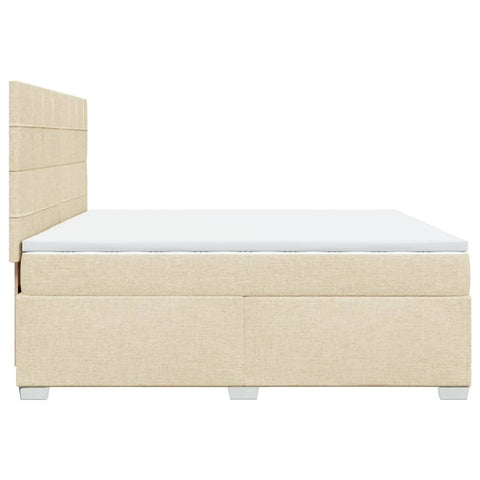 vidaXL Boxspringbett mit Matratze Creme 200x200 cm Stoff