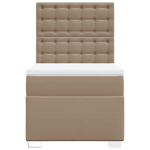 vidaXL Boxspringbett mit Matratze Cappuccino-Braun 90x190cm Kunstleder