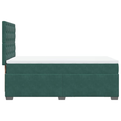 vidaXL Boxspringbett mit Matratze Dunkelgrün 90x190 cm Samt