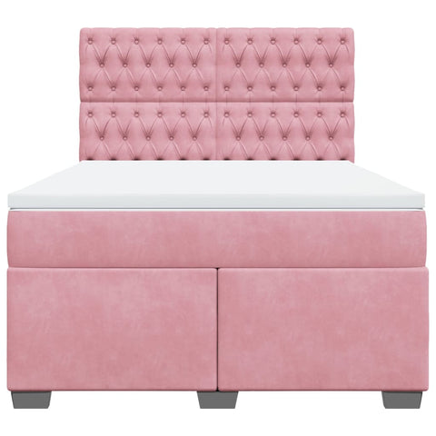 Boxspringbett mit Matratze Rosa 140x200 cm Samt