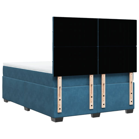 Boxspringbett mit Matratze Blau 160x200 cm Samt