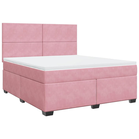 Boxspringbett mit Matratze Rosa 180x200 cm Samt