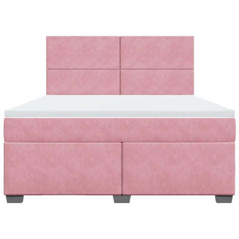 Boxspringbett mit Matratze Rosa 180x200 cm Samt