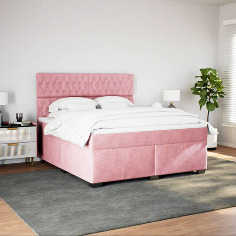 Boxspringbett mit Matratze Rosa 180x200 cm Samt