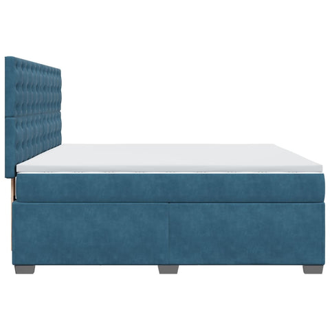 vidaXL Boxspringbett mit Matratze Blau 180x200 cm Samt