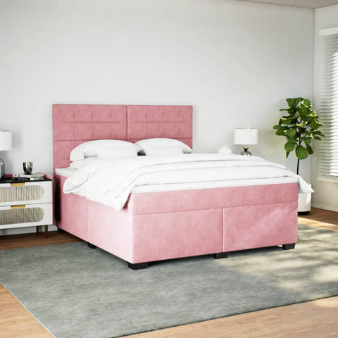 Boxspringbett mit Matratze Rosa 200x200 cm Samt