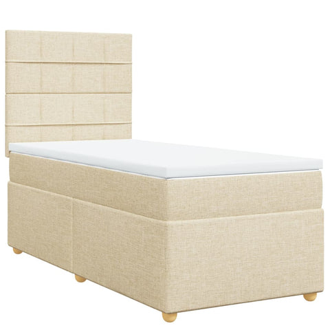 vidaXL Boxspringbett mit Matratze Creme 90x190 cm Stoff