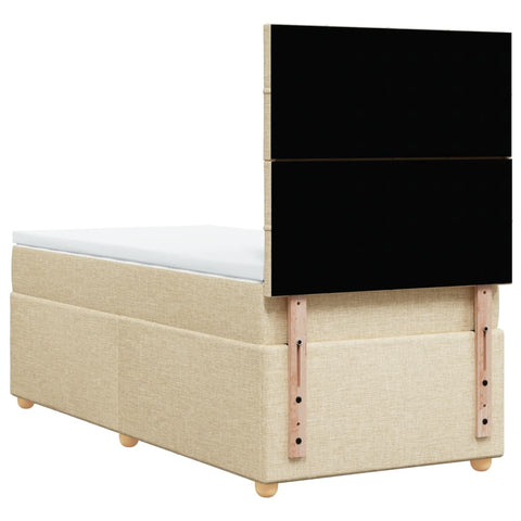 vidaXL Boxspringbett mit Matratze Creme 100x200 cm Stoff