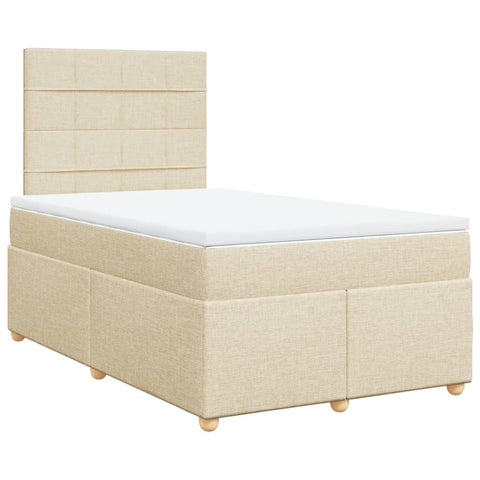 vidaXL Boxspringbett mit Matratze Creme 120x190 cm Stoff