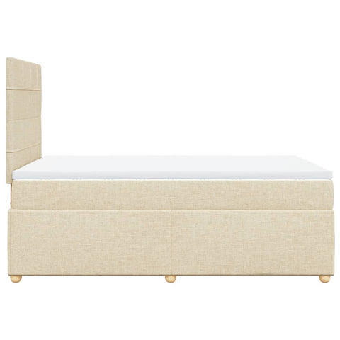 vidaXL Boxspringbett mit Matratze Creme 120x190 cm Stoff