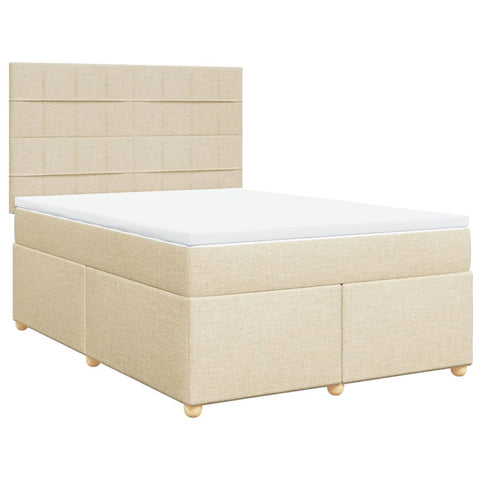 Boxspringbett mit Matratze Creme 160x200 cm Stoff