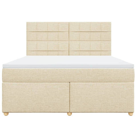 Boxspringbett mit Matratze Creme 180x200 cm Stoff