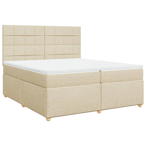 vidaXL Boxspringbett mit Matratze Creme 200x200 cm Stoff