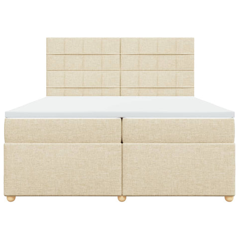 vidaXL Boxspringbett mit Matratze Creme 200x200 cm Stoff